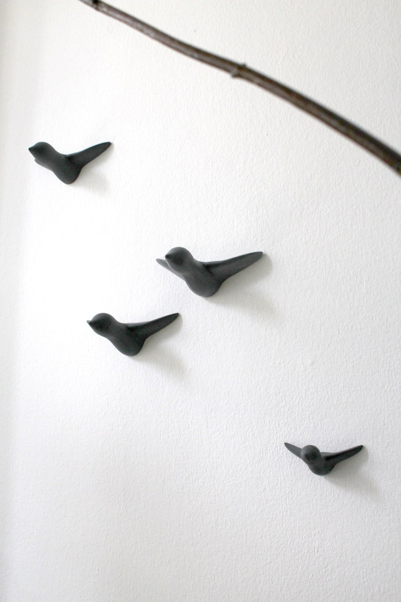 Small Flock of 4 Birds Decoration Gray Concrete image 9