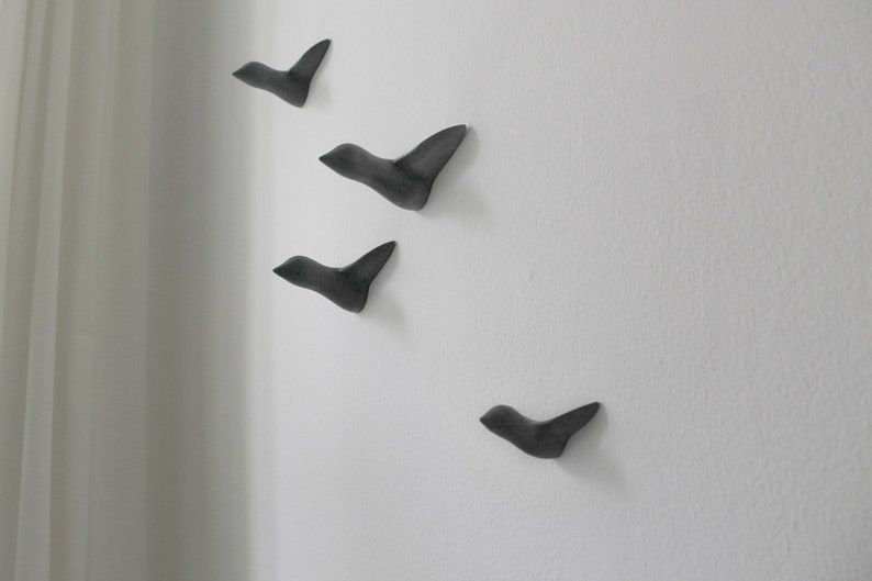 Small Flock of 4 Birds Decoration Gray Concrete image 10