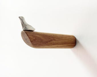 Wall hook coat hook made of oak wood and tin 100 mm