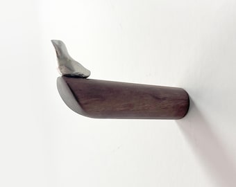 Wall hook coat hook made of walnut wood and tin 100 mm