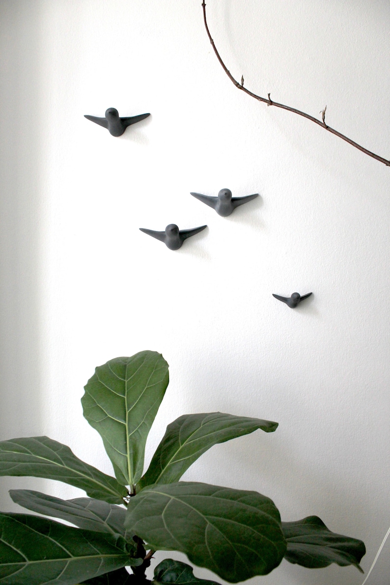 Small Flock of 4 Birds Decoration Gray Concrete image 7