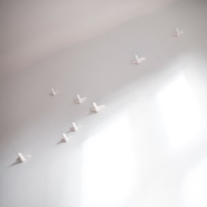 Wall decoration Large flock of birds 8 White ceramic birds home decor image 9