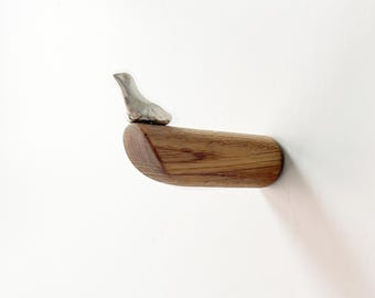 Wall hook coat hook made of oak wood and tin 75 mm