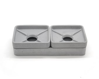 Double Soap Dish Concrete Light Grey