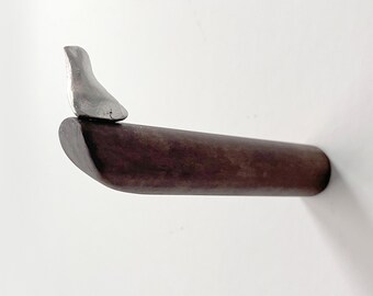 Wall hook coat hook made of walnut wood and tin 130 mm
