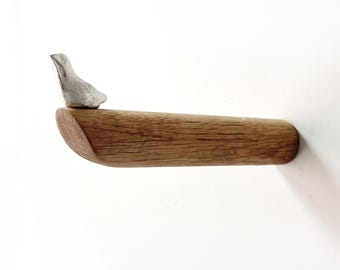 Wall hook coat hook made of oak wood and tin 135 mm