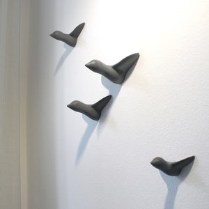 Small Flock of 4 Birds Decoration Gray Concrete image 1