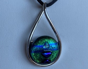 Glass Chalice Pendant on unique silver plated finding