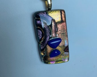 UU Flaming Chalice Pendant of Fused Glass