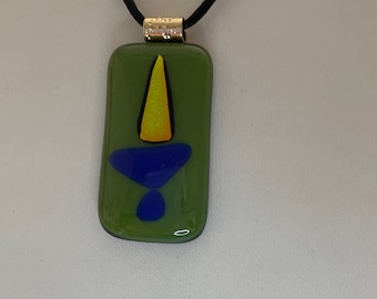 UU Flaming Chalice Pendant of Fused Glass