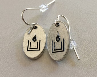 New Design! Flaming UU Chalice Earrings of Pewter