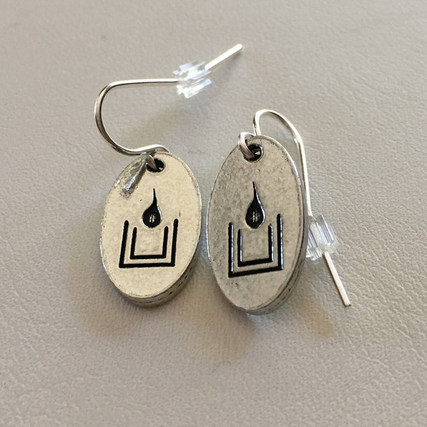 New Design! Flaming UU Chalice Earrings of Pewter