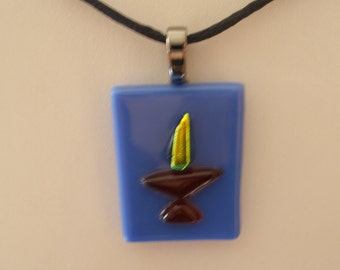 Flaming Chalice Pendant of Fused Glass