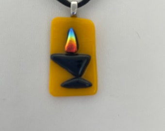 Flaming Chalice Pendant of Fused Glass