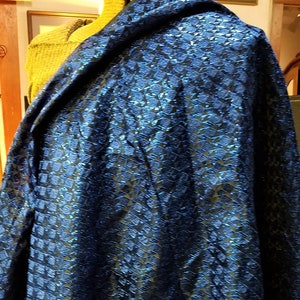 Luxe Vintage Blue and Black Metallic Textile - Perfect for Holiday Wear