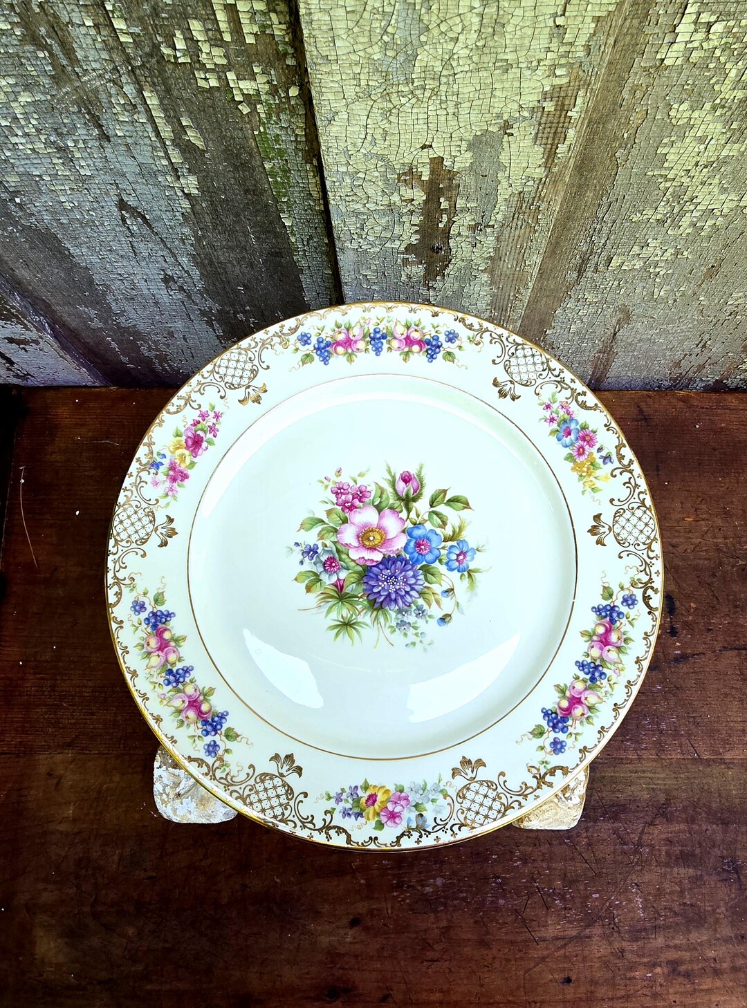 Rosenthal Floranada Dinner Plates - Ivory Floral China, Gold Trim