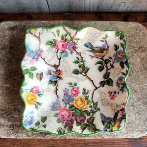 Vintage Staffordshire Floral Trinket Dish, Lovely Mother's Day Gift, Shabby Chic Decor