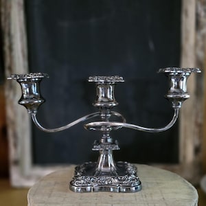 Vintage B.P. Co. Silverplate 3-Arm Candelabra | Ornate Silver Plated Candle Holder | Elegant Table Centerpiece | Antique Style Decor