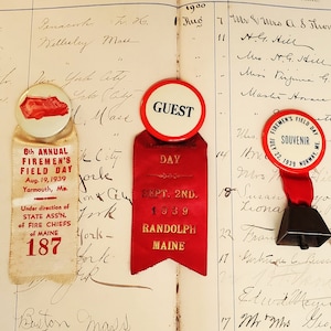 Vintage Maine Fireman&#39;s Field Souvenir Ribbons