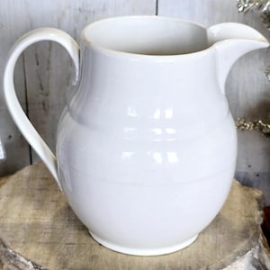 Vintage Ironstone Milk Pitcher, White Farmhouse Jug, Rustic Cottagecore Decor, Ironstone Enthusiast Gift