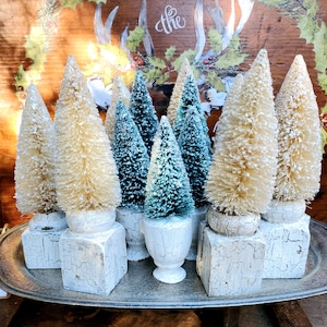 Handmade Christmas Bottle Brush Tree: Salvaged Base, Glittered Accent