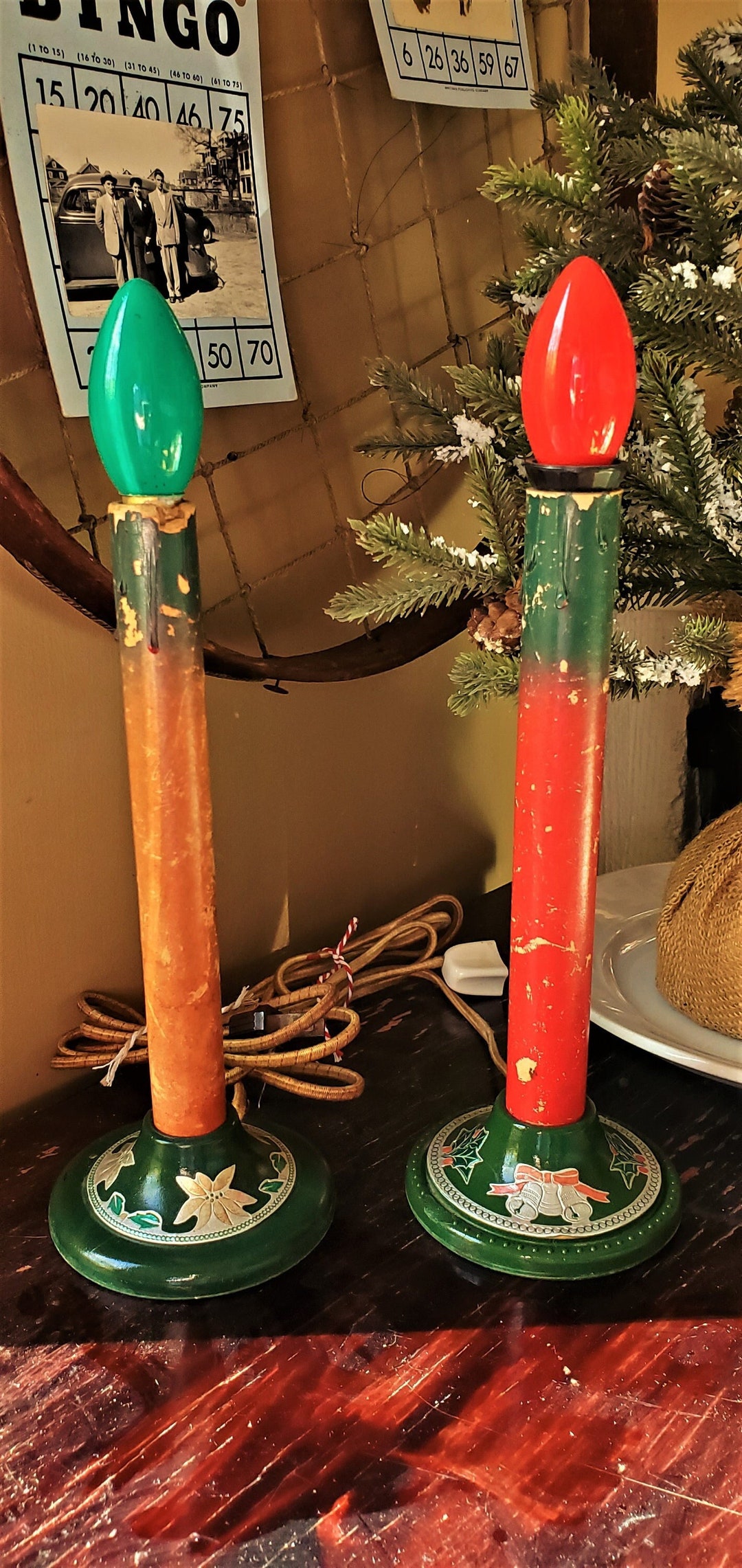2 Vintage Electric Christmas Candles Etsy