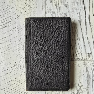 Antique 1896-97 Pocket Ledger | Black Leather Address Book | Gilded Pages | Handwritten Employee & Purchase Records | Collectible Ephemera