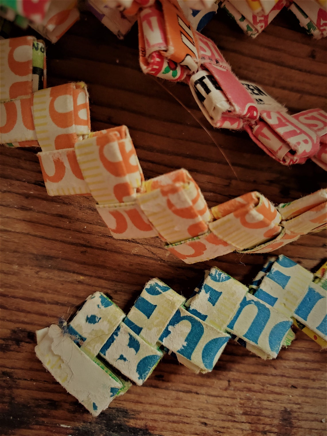 Vintage Handmade MultiColor Chewing Gum Paper Wrapper Braided Etsy