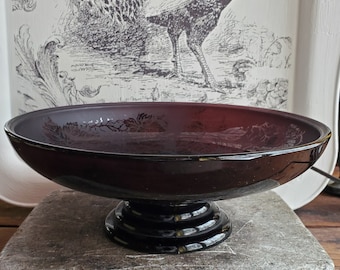 Vintage Purple Amethyst Footed Bowl Shabby Chic Footed Fruit Bowl Cottagecore Pedestal Compote