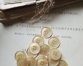 12 Plastic Sewing Buttons Lt Beige