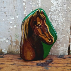 Vintage Paperweight Maine Artist Cissy Buchanan Hand Painted Horse Paper Weight Horse Lover Gift
