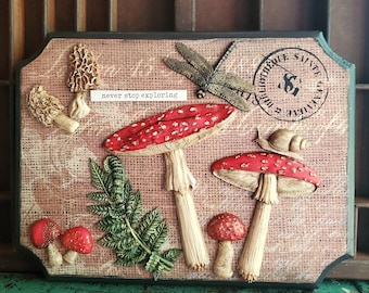 Mushroom Wall Art, Handmade Nature Inspired