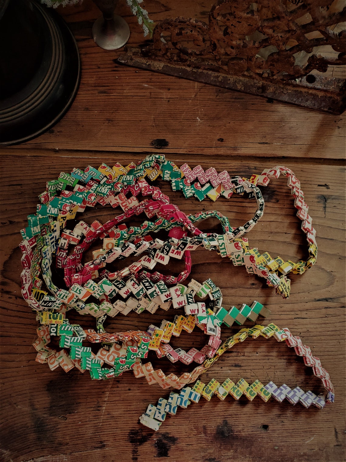 Vintage Handmade MultiColor Chewing Gum Paper Wrapper Braided Etsy