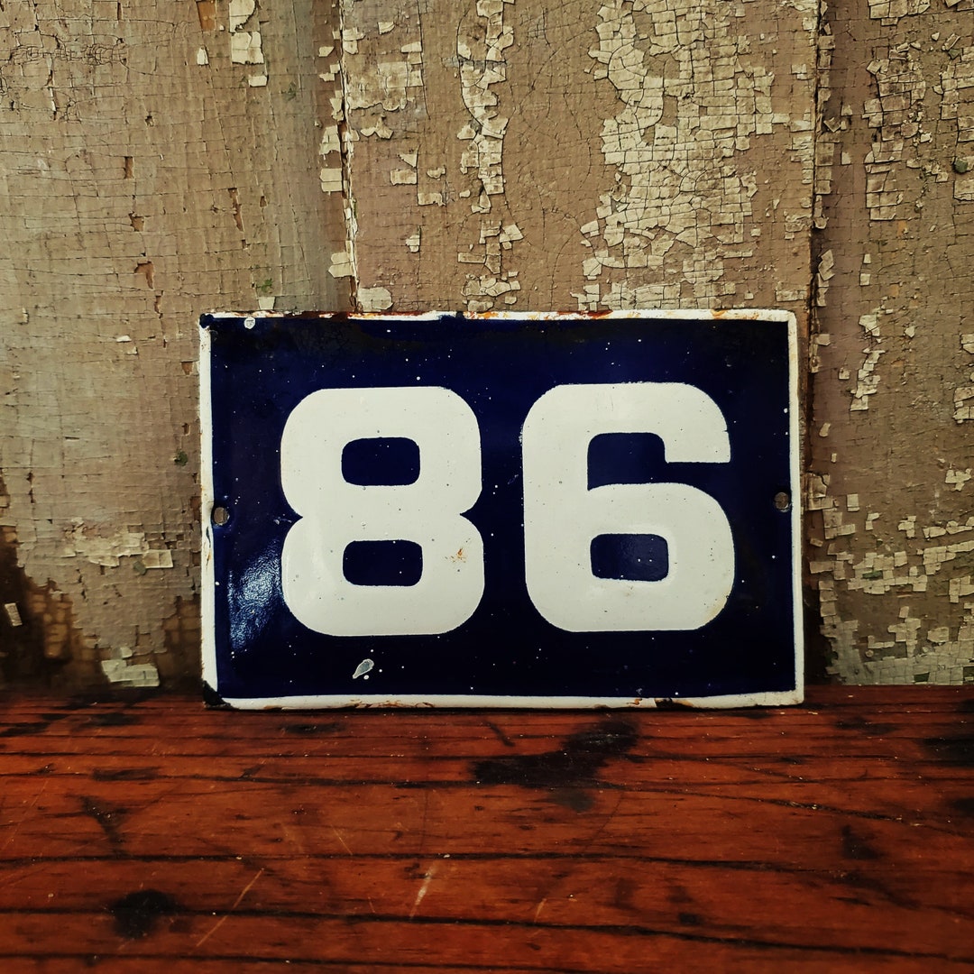 Vintage Porcelain Enamel House Number 86 Etsy