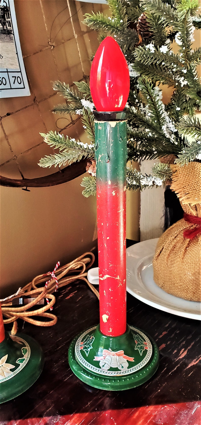 2 Vintage Electric Christmas Candles Etsy