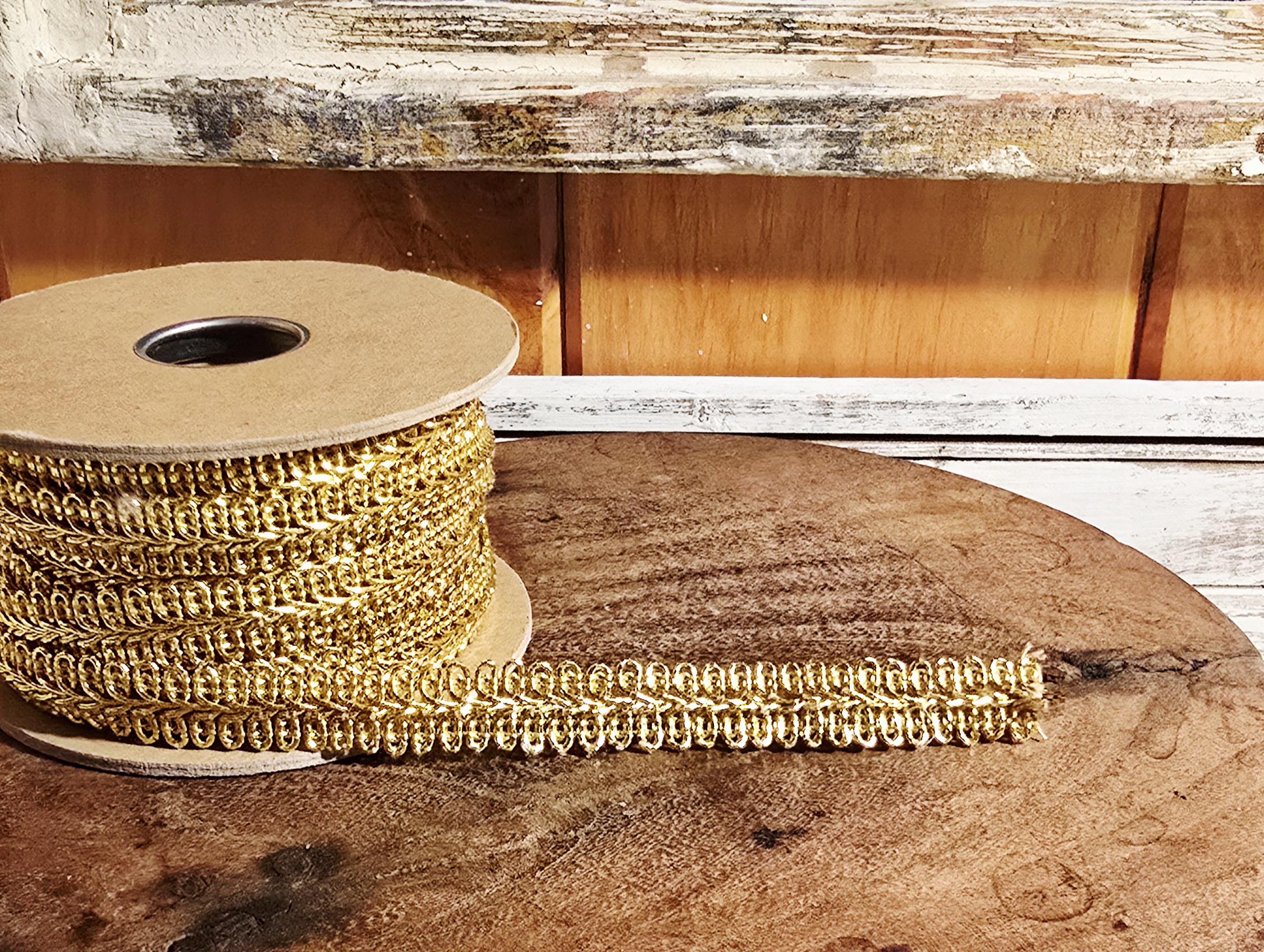 Vintage Gold and Silver Metallic Gimp Trim 1 Yard | Braided Upholstery ...