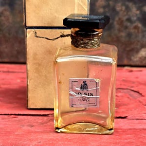 Antique My Sin Lanvin Perfume Bottle with Box: French Art Deco Collectible