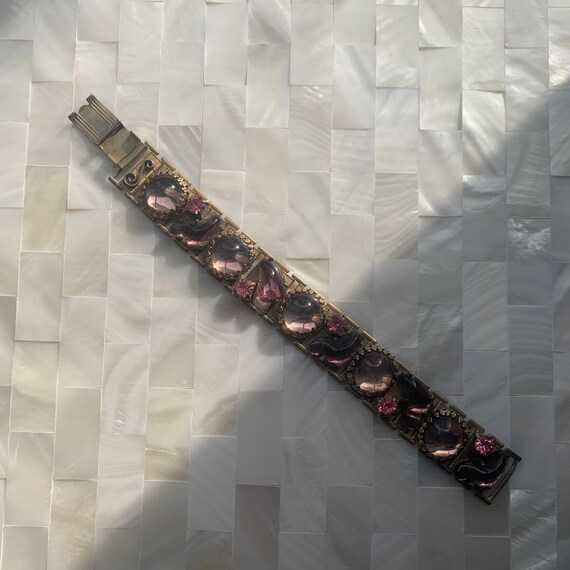 Pink cabuchon statement bracelet - image 1