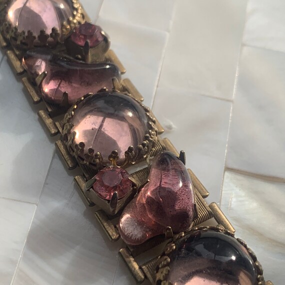 Pink cabuchon statement bracelet - image 2