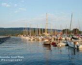 Peaceful Harbor, RGTPhotos, Wall Art Photography, Sky line of Watkins Glen NY, Boats in harbor marina Pier, Greeting Card,