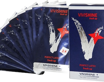 Vivishine Freshup Wipes 1 box with 10 wipes FREE USA SHIPPING ( by Vivishine Latex Shiner )