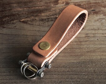 Keychain 02 / Natural  Genuine Leather, Key Holder, Key Fob, Leather Strap,