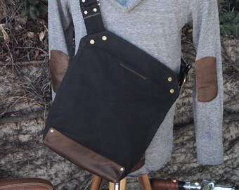Cycling Messenger Bag Waxed Canvas  Crossbody Bike Bag Leather Cycling Bag Handmade Shoulder Bag Work Bag Cyclist touring bag