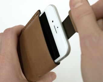 Genuine Leather iPhone SE, 8, 7, 6 / iPhone 8 Plus, 7 Plus, 6 Plus Case (Light Brown)