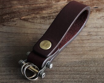 Keychain 02 / Reddish Brown  Genuine Leather, Key Holder, Key Fob, Leather Strap,