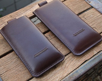 Genuine Leather iPhone SE, 8, 7, 6 / iPhone 8 Plus, 7 Plus, 6 Plus Case (Dark Brown)