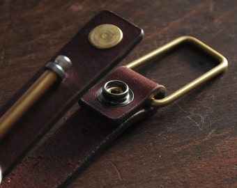 Keychain 01 / Reddish Brown  Genuine Leather, Key Holder, Key Fob, Leather Strap,