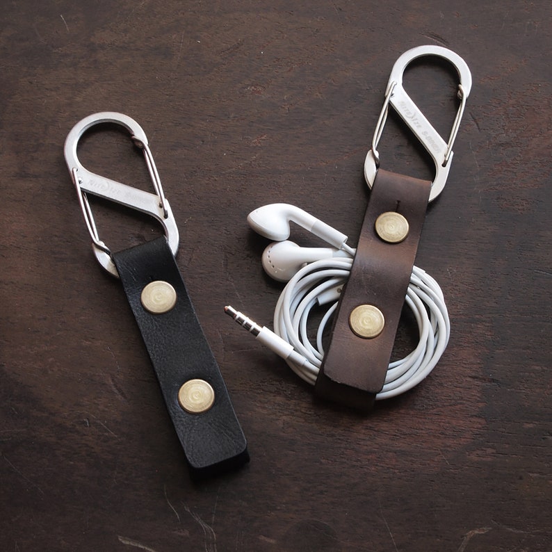 Genuine Leather Earbud HolderBlack Earphone Cord Holder USB Etsy