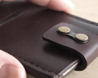 Genuine Leather Minimal Wallet (Dark Brown) Minimalist Wallet small wallet For him Minimalism Card Holder Slim Card Case For him