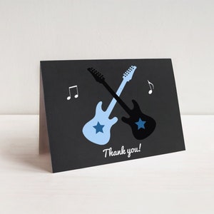 Editable Rock Star Guitar Folded Thank you Card / Music Theme Thank You Note Printable INSTANT DOWNLOAD 020